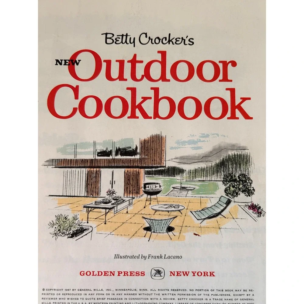Betty Crocker New Outdoor Cookbook Barbecues Vintage Spiral Bound 1961 First Ed